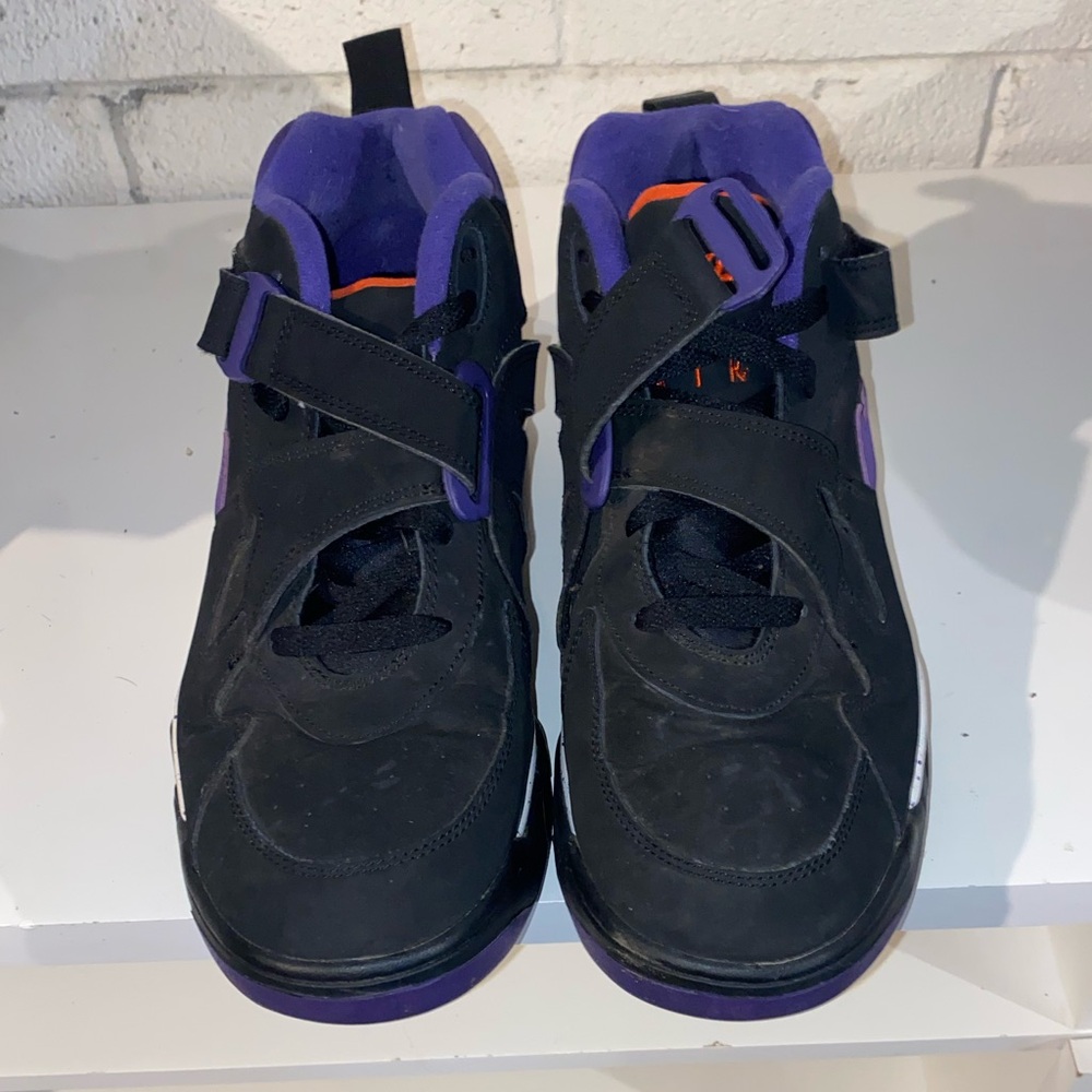 Nike Black Sneakers with Purple Lining and Orange Tongue